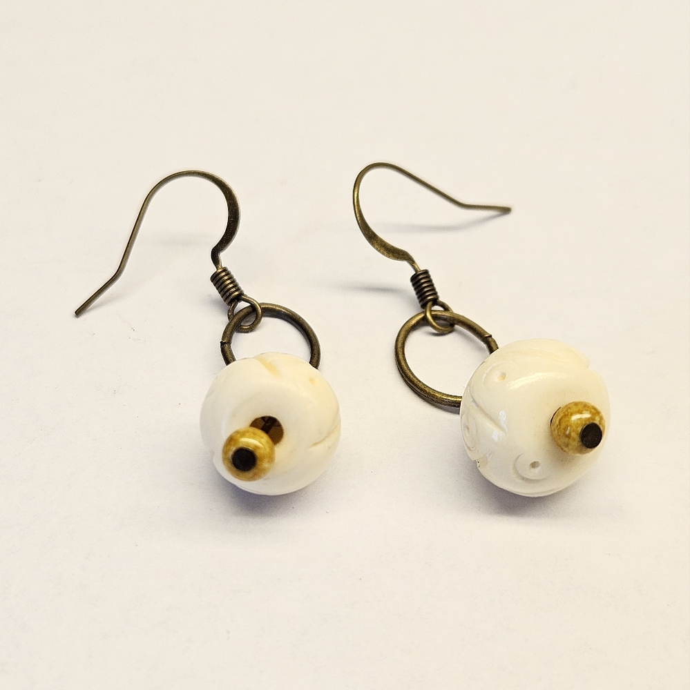 White and Yellow Beaded Earrings FREE - Picture 3 of 5